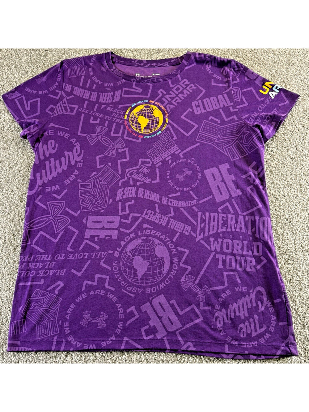 Under Armour Performance T Shirt Womens Purple Large Liberation Black History